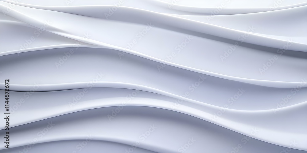 Obraz premium A curved, undulating surface in white, creating a smooth and modern abstract texture. Concept Modern Abstract Design, Curved Surfaces, Smooth Textures, White Aesthetics, Undulating Forms