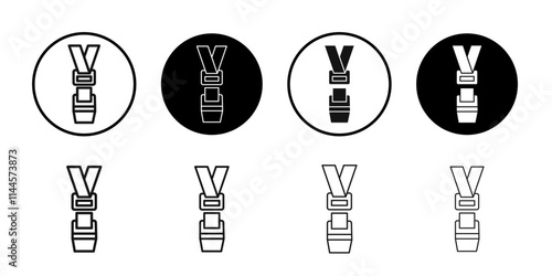 Safety seatbelt icon Flat outline fill set collection