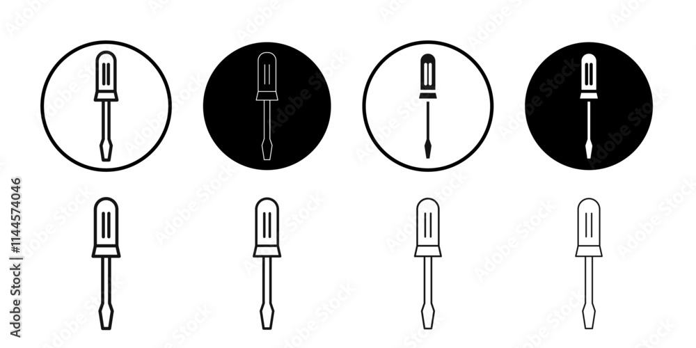 Screwdriver icon Flat outline fill set collection Screwdriver icon Flat outline fill set collection