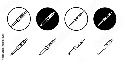 Soldering iron icon Flat outline fill set collection