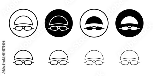 Swimming Glasses icon Flat outline fill set collection