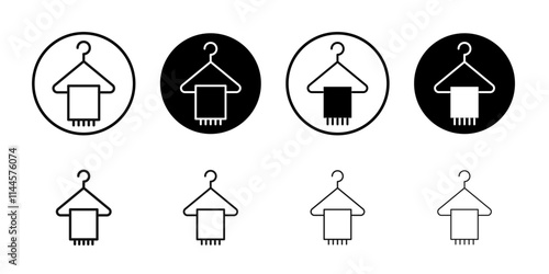 Towel icon Flat outline fill set collection
