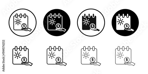 Unlimited PTO icon Flat outline fill set collection