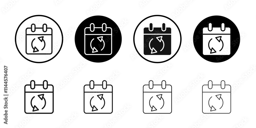 Update Calendar icon Flat outline fill set collection Update Calendar icon Flat outline fill set collection