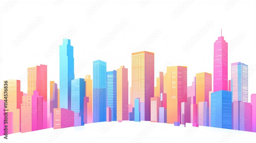 Urban Skyline Illustration of Skyscrapers and Cityscape Architecture Design Urban Skyline Illustration of Skyscrapers and Cityscape Architecture Design