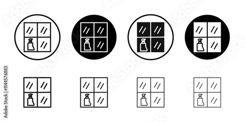Windows cleaning icon Flat outline fill set collection