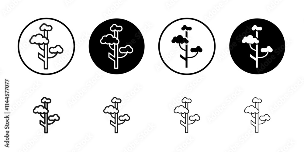 Winter tree icon Flat outline fill set collection Winter tree icon Flat outline fill set collection
