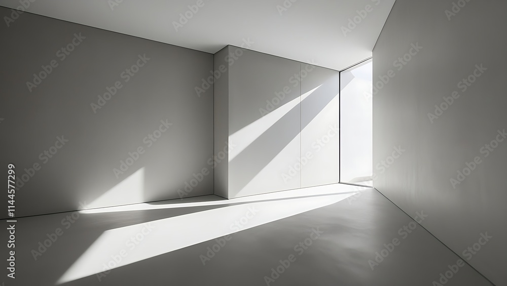 Minimalist monochromatic room with smooth gray walls, natural light, and elongated shadows, creating a serene, balanced space emphasizing light and texture. Minimalist monochromatic room with smooth gray walls, natural light, and elongated shadows, creating a serene, balanced space emphasizing light and texture.