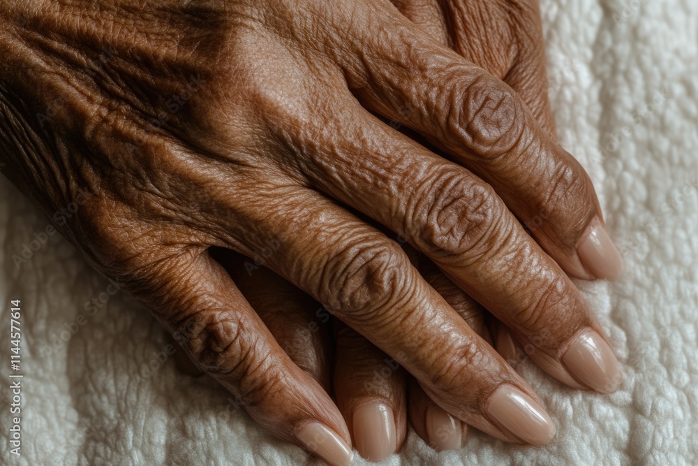 Fototapeta premium Close-up of elderly hands revealing the beauty of age and the passage of time.