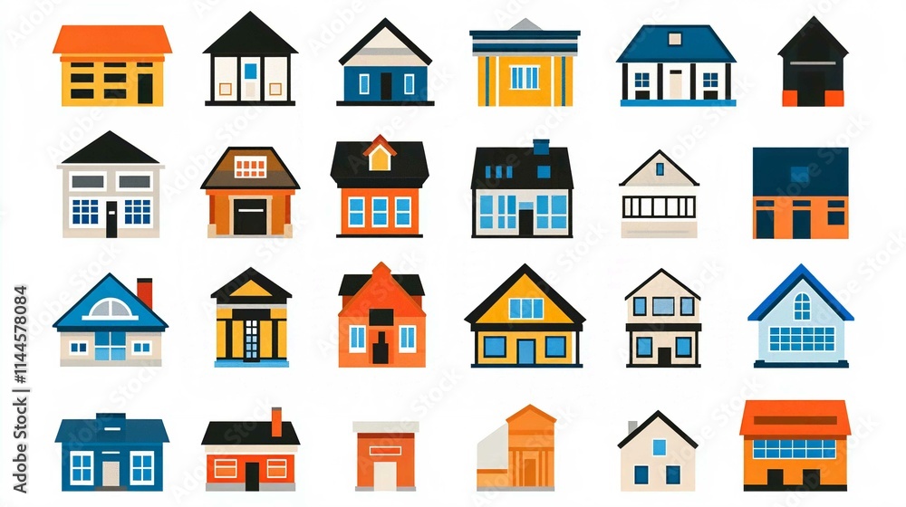 Urban Residential House Icon Set Vector Illustration Design Urban Residential House Icon Set Vector Illustration Design