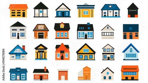 Urban Residential House Icon Set Vector Illustration Design