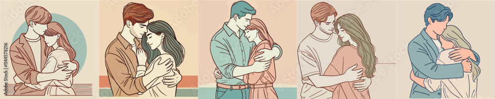 Vector of a man and woman hugging Vector of a man and woman hugging
