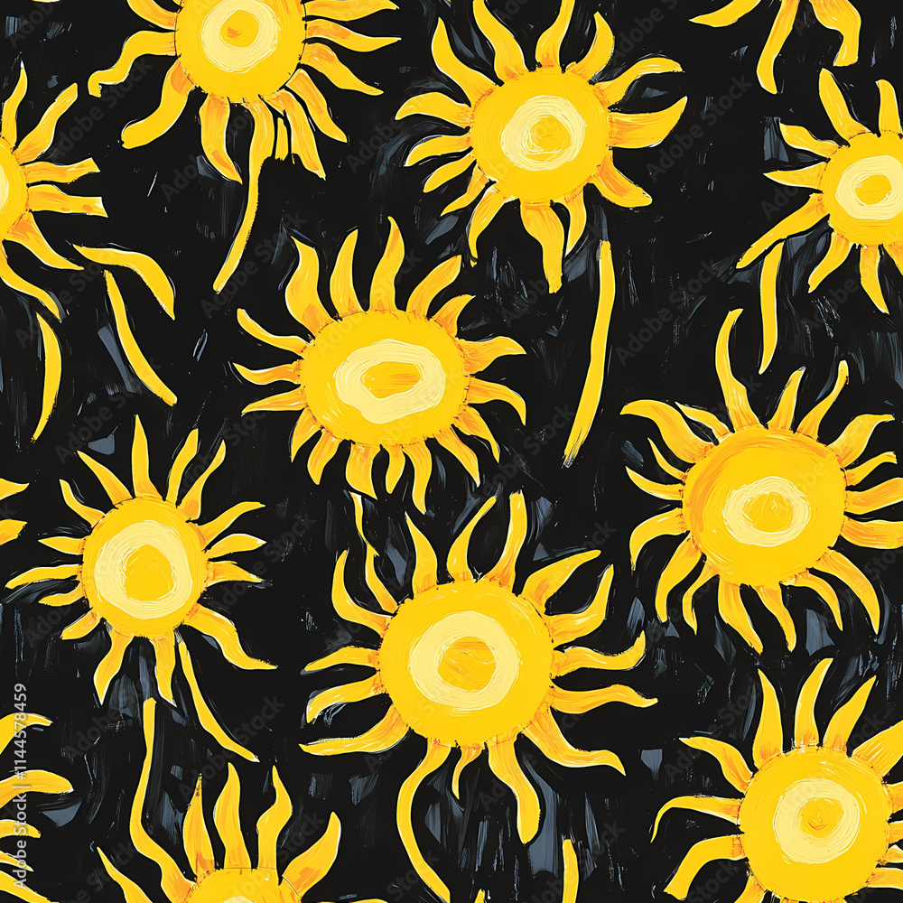Vibrant Sunshine Seamless Pattern Design: Bright and Cheerful Art Vibrant Sunshine Seamless Pattern Design: Bright and Cheerful Art