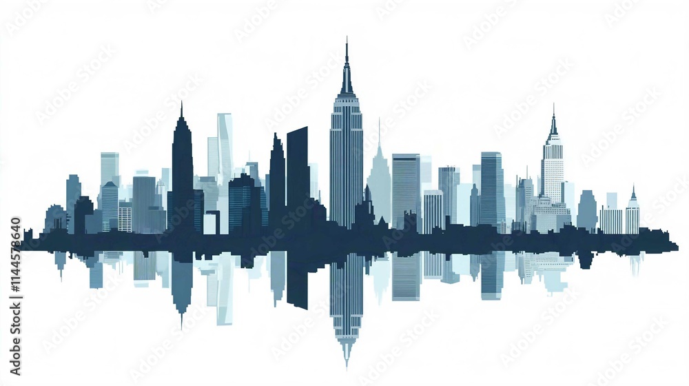 New York City Skyline Silhouette Urban Architecture Vector Illustration Night Panorama New York City Skyline Silhouette Urban Architecture Vector Illustration Night Panorama