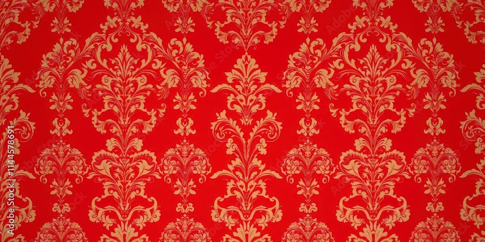 Elegant red damask pattern background with intricate floral design, regal, wallpaper Elegant red damask pattern background with intricate floral design, regal, wallpaper