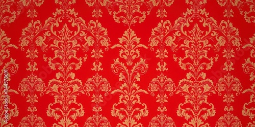 Elegant red damask pattern background with intricate floral design, regal, wallpaper