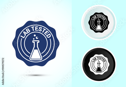 Lab tested icon. Laboratory testing product quality certificate symbol,  Clinically certified