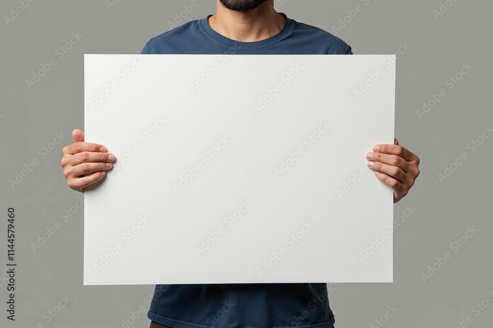 Man Holding Blank White Sign, Perfect for Custom Messages, Advertising, or Promotions, Ideal for Online Marketing and Social Media Campaigns. Man Holding Blank White Sign, Perfect for Custom Messages, Advertising, or Promotions, Ideal for Online Marketing and Social Media Campaigns.