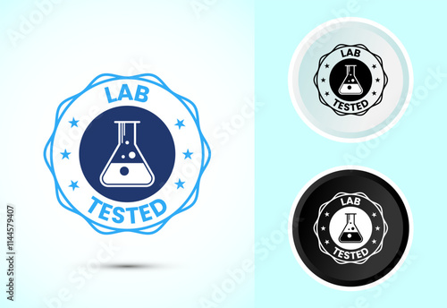 Lab tested icon. Laboratory testing product quality certificate symbol,  Clinically certified
