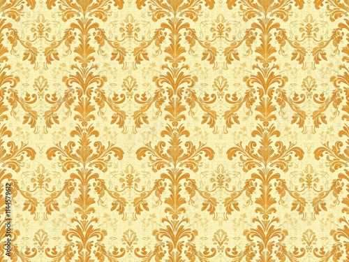 Elegant seamless damask wallpaper in shades of gold and cream, textile, damask, wallpaper