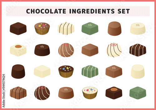バレンタインのチョコレートイラスト素材セット