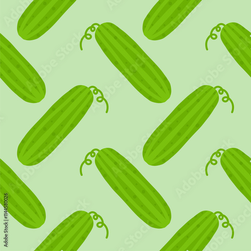 Cucumber flat style seamless pattern background. cucumber vegetable background