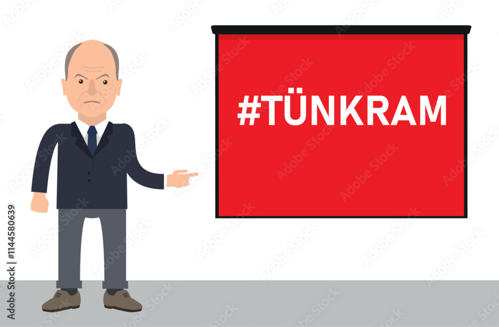 Verärgerter Politiker erklärt das Wort Tünkram Verärgerter Politiker erklärt das Wort Tünkram