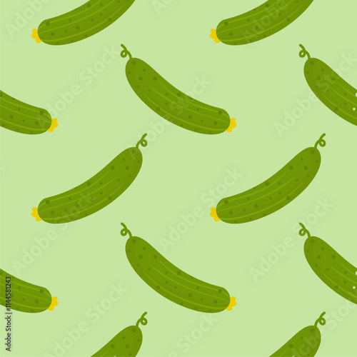 Cucumber flat style seamless pattern background. cucumber vegetable background