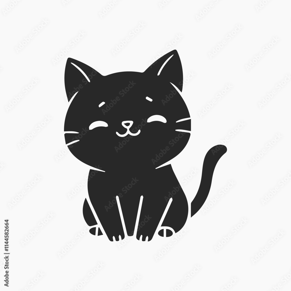 Obraz premium Design cat Minimalist and Flat Logo Vector illustration white background 
