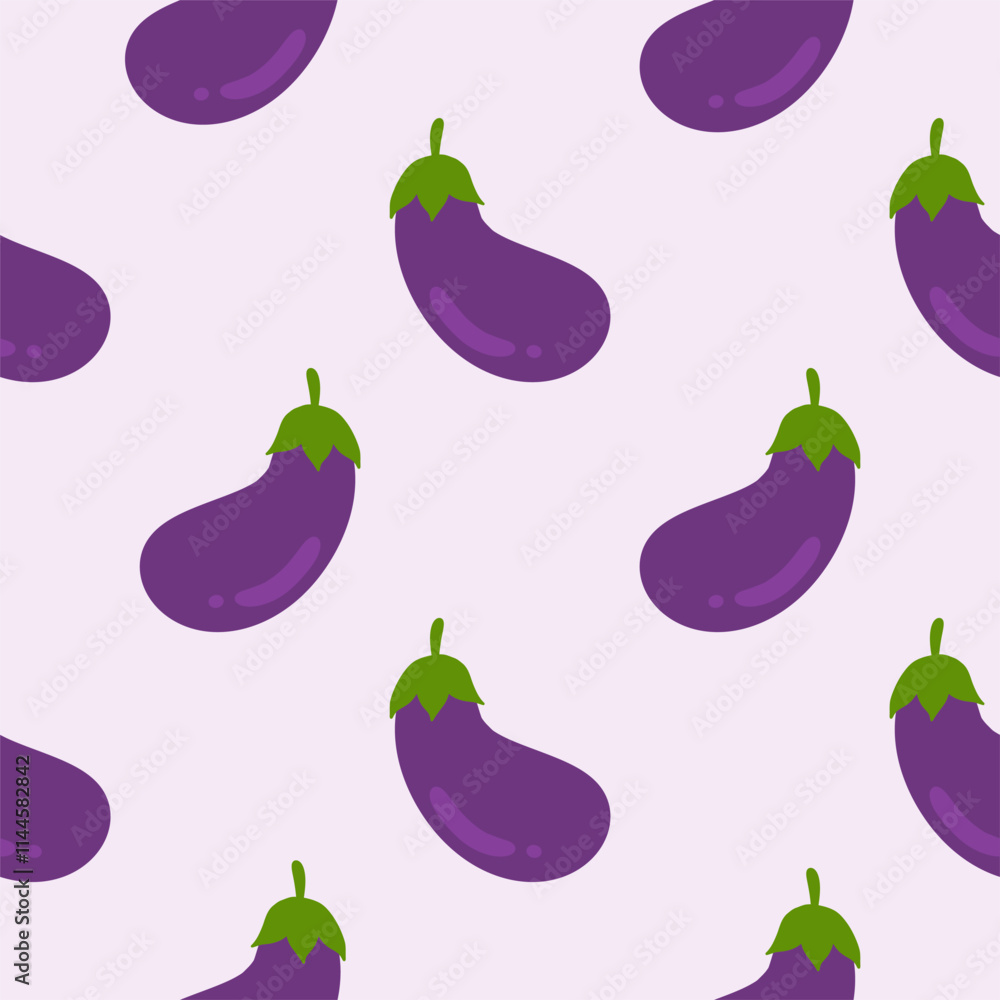 purple eggplants seamless pattern vector illustration. Ripe eggplant on a color background. purple eggplants seamless pattern vector illustration. Ripe eggplant on a color background.