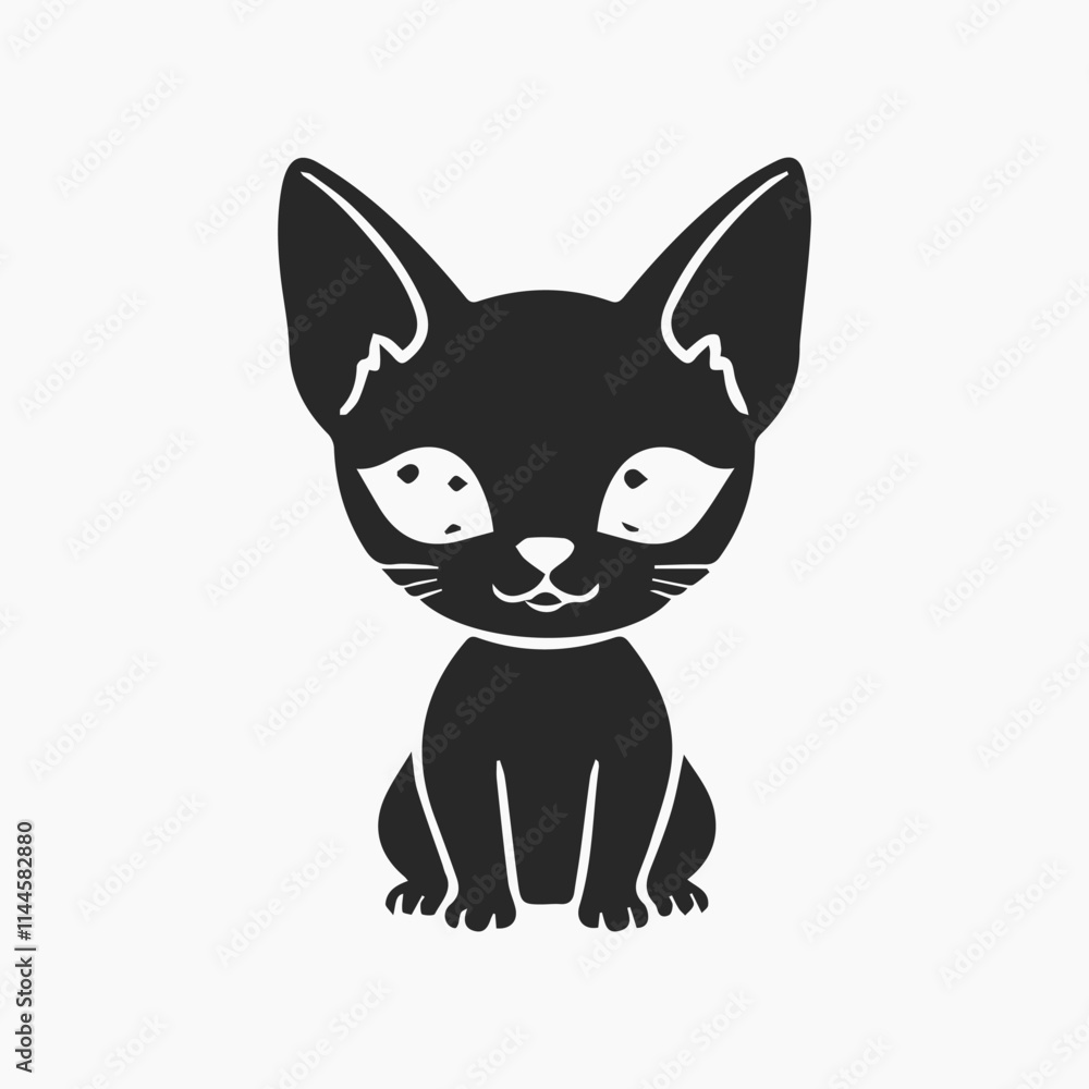 Design cat Minimalist and Flat Logo Vector illustration white background Design cat Minimalist and Flat Logo Vector illustration white background