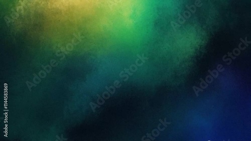 Green yellow and blue gradient with rough grain noise texture effect on abstract black background. Gradient color animation background with rough grain texture for loop