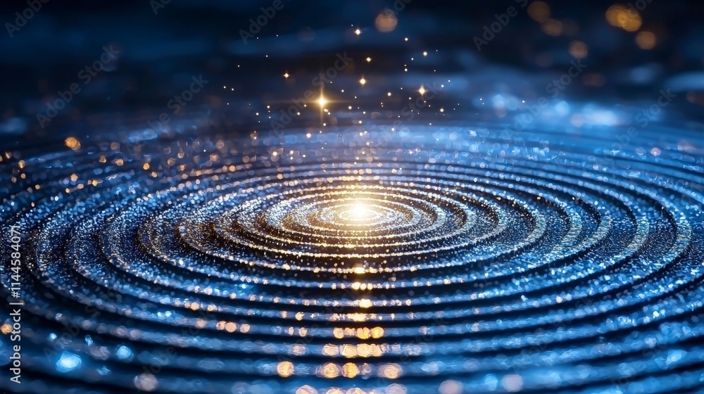 Fototapeta premium Sparkling Gold Blue Ripples Luxury Elegant Festive Background