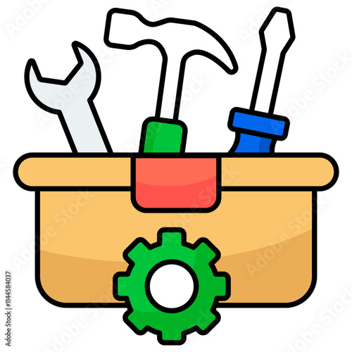 Flat design icon of toolkit