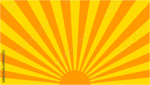 サンバースト 放射線 日の出 チラシ・Web・動画背景素材16:9サイズ 黄色 オレンジ