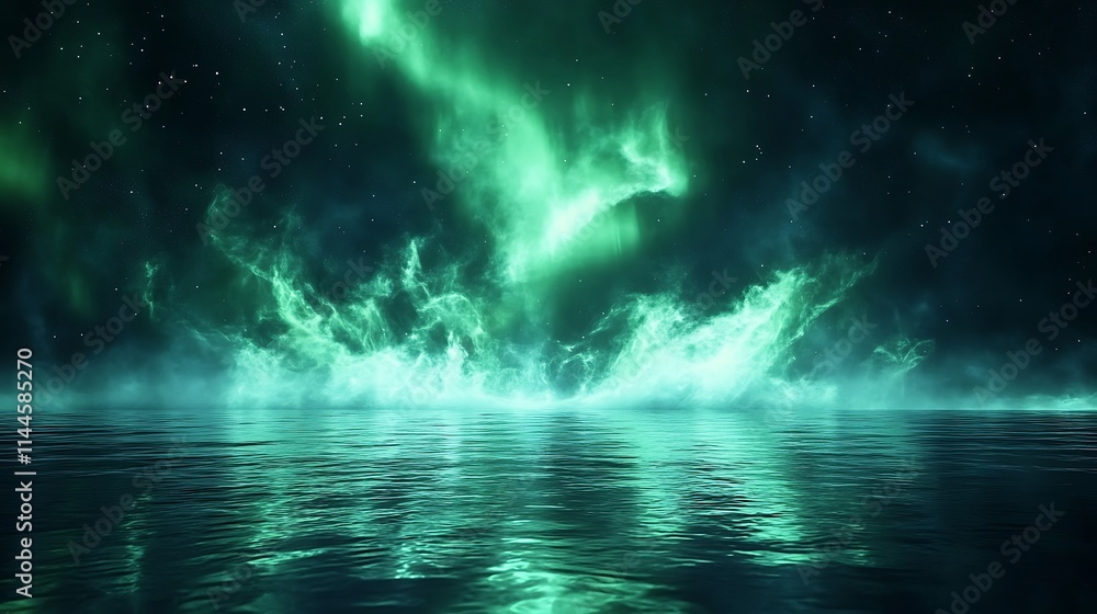 Dark green fantasy background with bokeh lights, stars and flowers Dark green fantasy background with bokeh lights, stars and flowers
