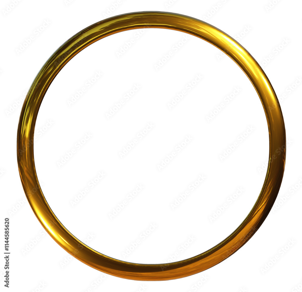 Golden ring or golden circle frame 3d isolated on png transparent background. Golden ring or golden circle frame 3d isolated on png transparent background.