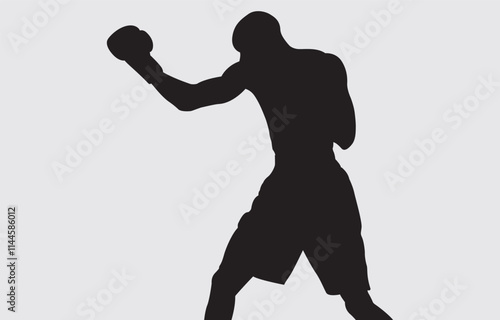 Black silhouette of a boxer on a white background