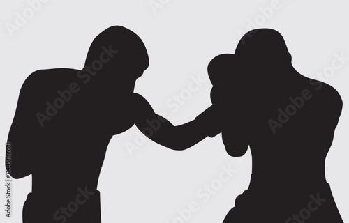Black silhouette of a boxer on a white background
