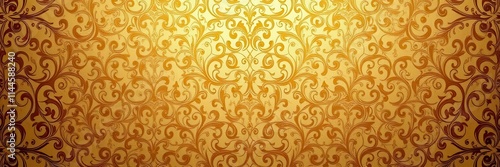 Intricately designed vintage baroque wallpaper with floral patterns and gold accents, decorative, texture