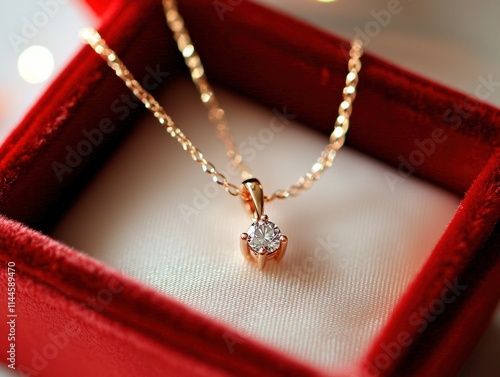 Fotografie Elegant diamond necklace display jewelry box product photography luxurious setti