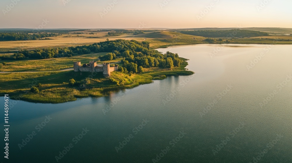 Fototapeta premium Ancient Castle by the Serene Lake