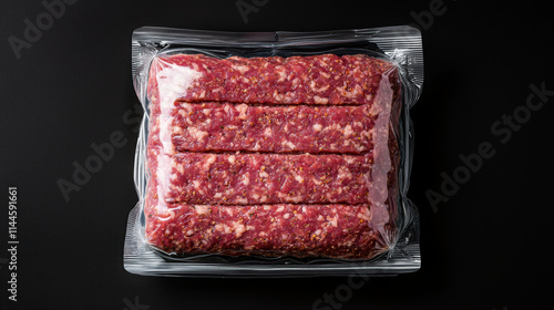 Fresh vacuum sealed raw meatloaf mixture in plastic package