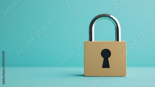 Abstract Padlock Representation on Turquoise Background