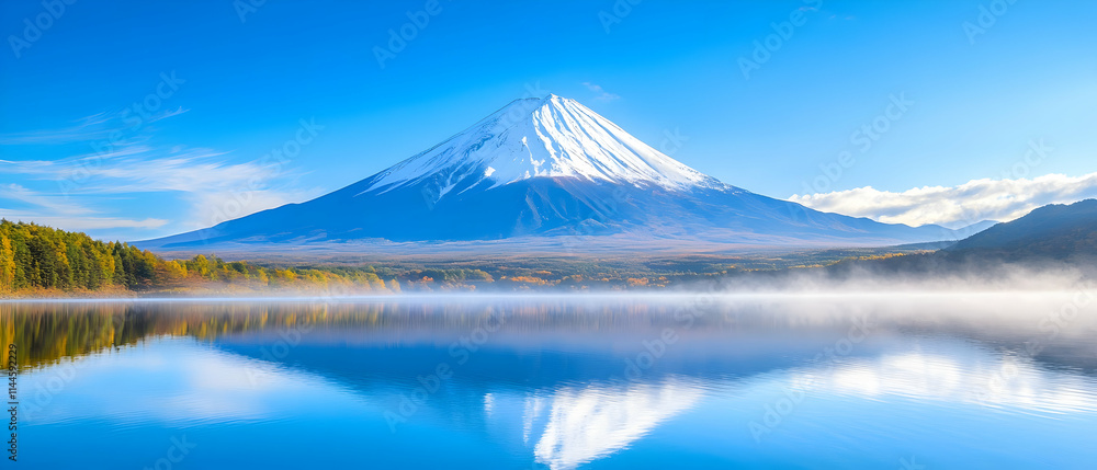 A mountain is reflected in the water A mountain is reflected in the water