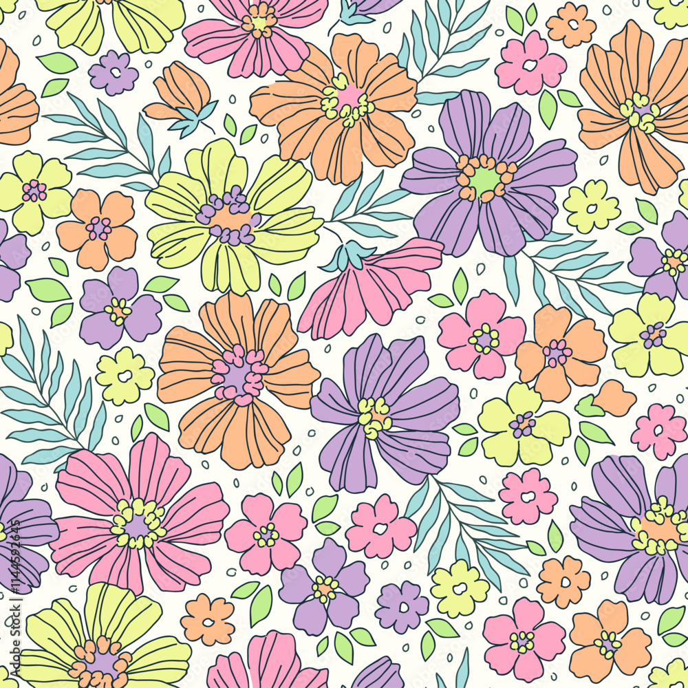 custom made wallpaper toronto digitalFloral pattern. Pretty bright neon flowers on white background. Printing with small colorful flowers. Ditsy print. Seamless vector texture. Spring bouquet with daisy flowers. Stock vector print.