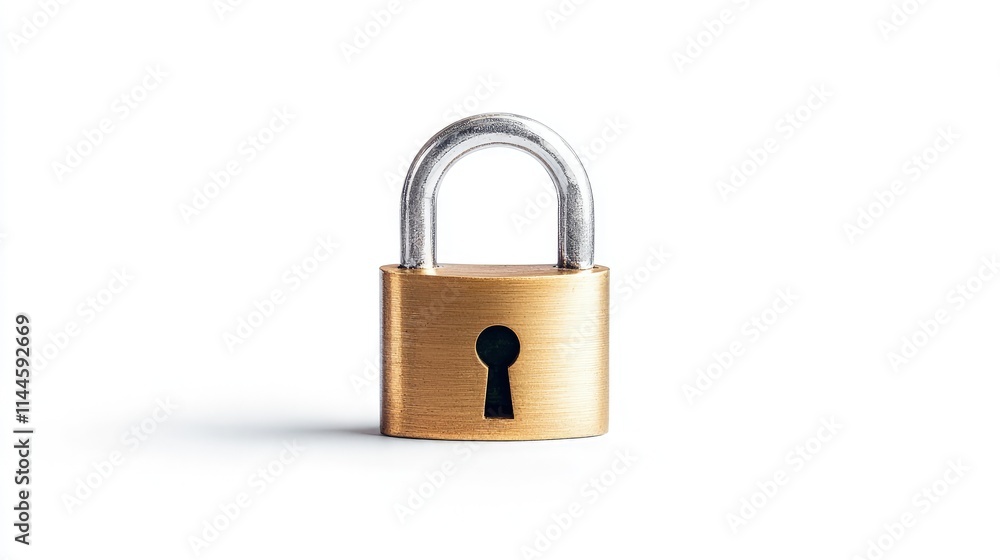 Brass padlock isolated on white background. Brass padlock isolated on white background.