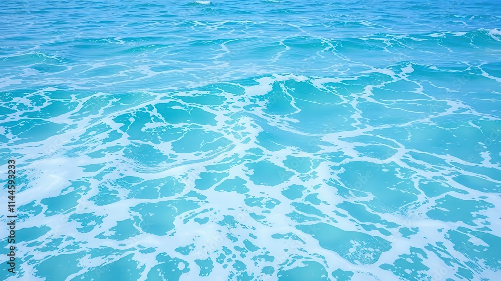 Pure blue water texture of the ocean sea with foam and waves, scenic, turquoise Pure blue water texture of the ocean sea with foam and waves, scenic, turquoise