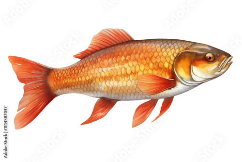 Colorful Carp Fish Isolated on Transparent Background