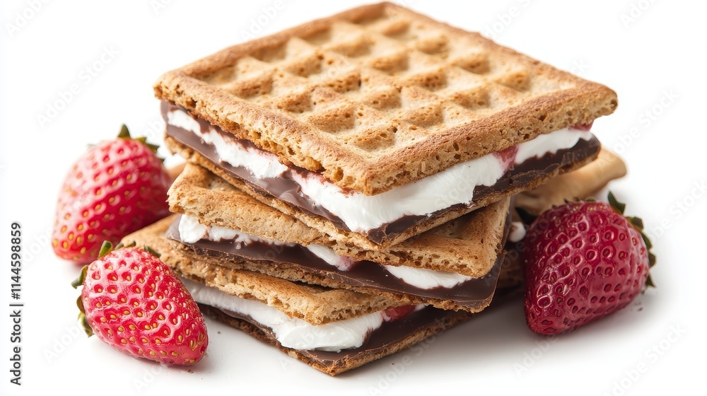 Delicious Waffle S'mores with Fresh Strawberries Delicious Waffle S'mores with Fresh Strawberries